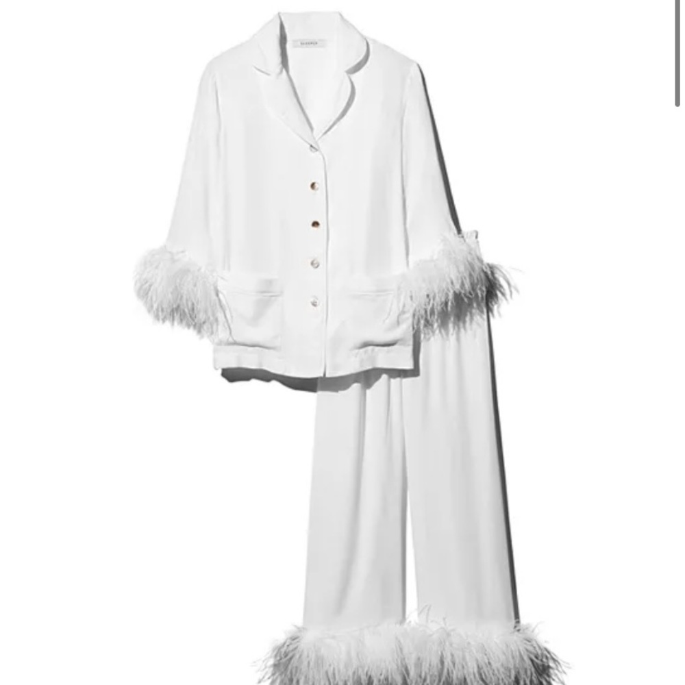 NWT Sleeper feather trimmed pajamas